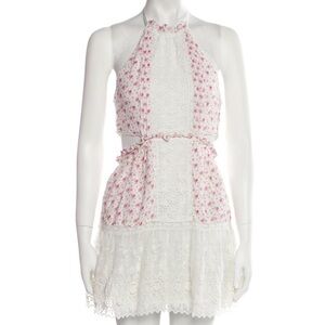 LoveShackFancy NWT Pink and White Mini Dress XL